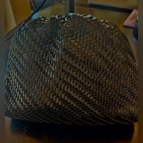Elegant Black Woven Vegan Clutch